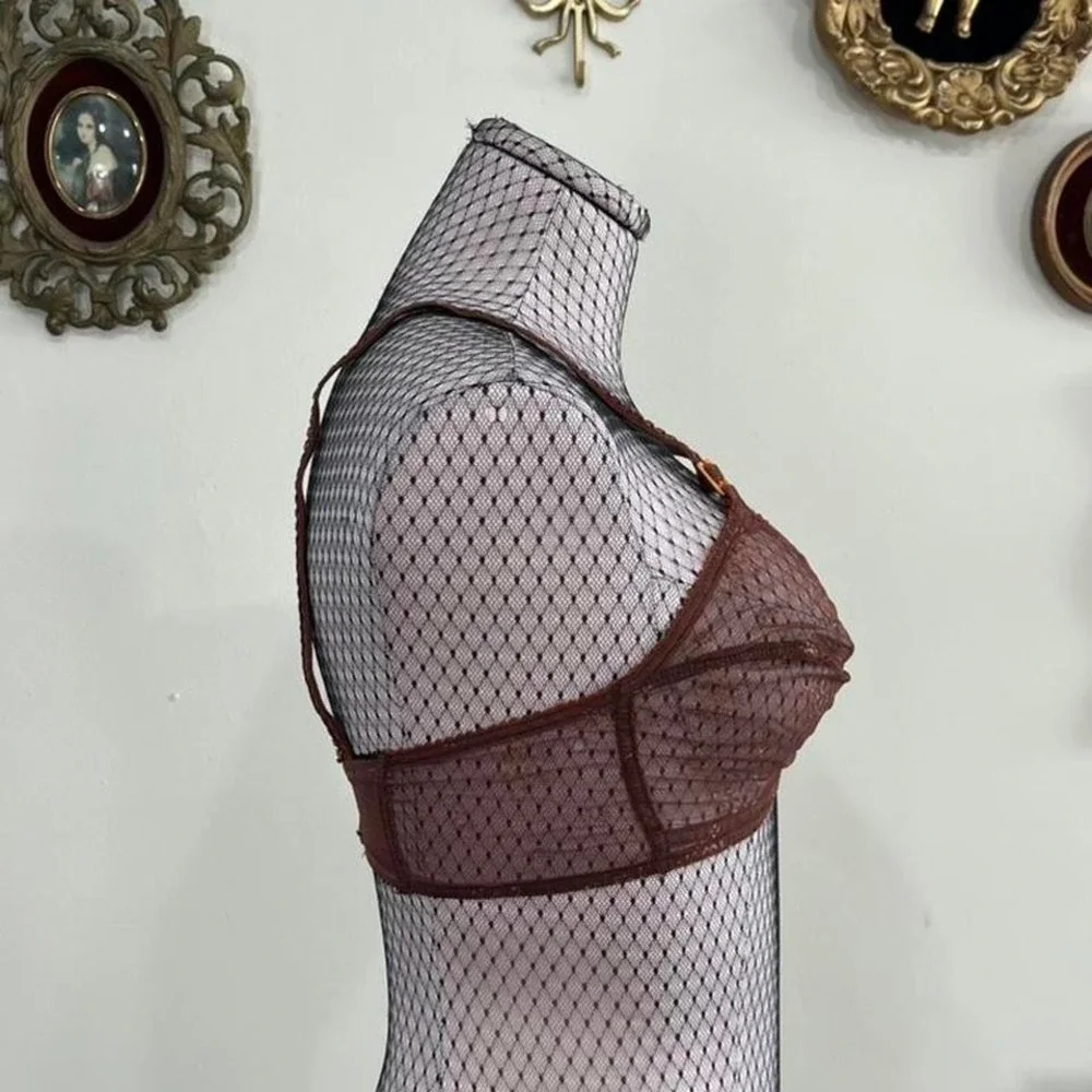 Vintage‎ Brown Sheer Lace Underwire Bra – Size 34C